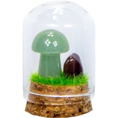 Gemstone Mini Mushroom Terrarium - Green Aventurine (Each)