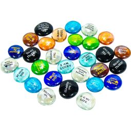 Glass Stones Positive Words Etched (Pack of 30 Asst'd)