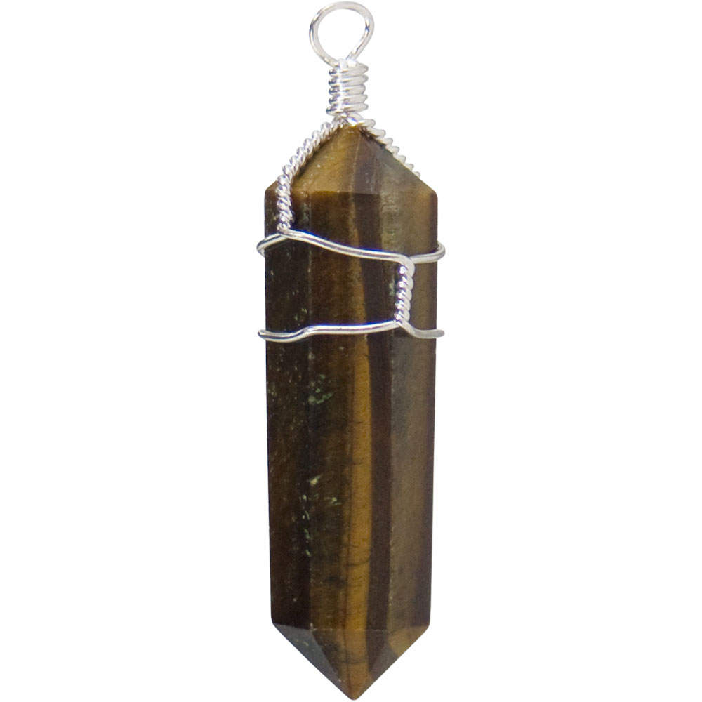 Wire Wrapped Point PENDANTs - Tiger Eye (Pack of 5)