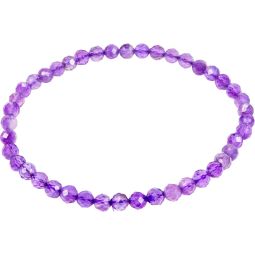 Elastic Bracelet 4mm Faceted Beads - Amethyst (Each)