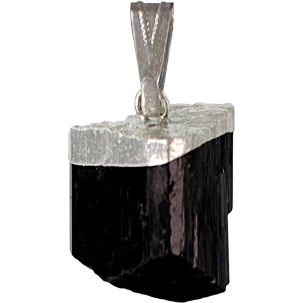 Black Tourmaline Rough w/  Brass Cap PENDANT (each)