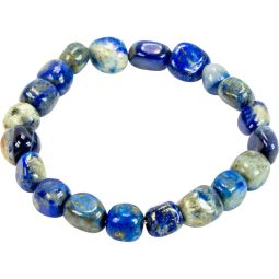 Tumbled Stones Elastic Bracelet  6-8mm - Lapis Lazuli (Each)