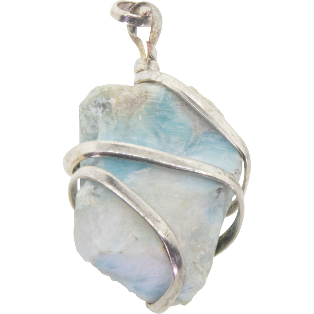 Wire Wrapped Rough PENDANT - Larimar (Each)