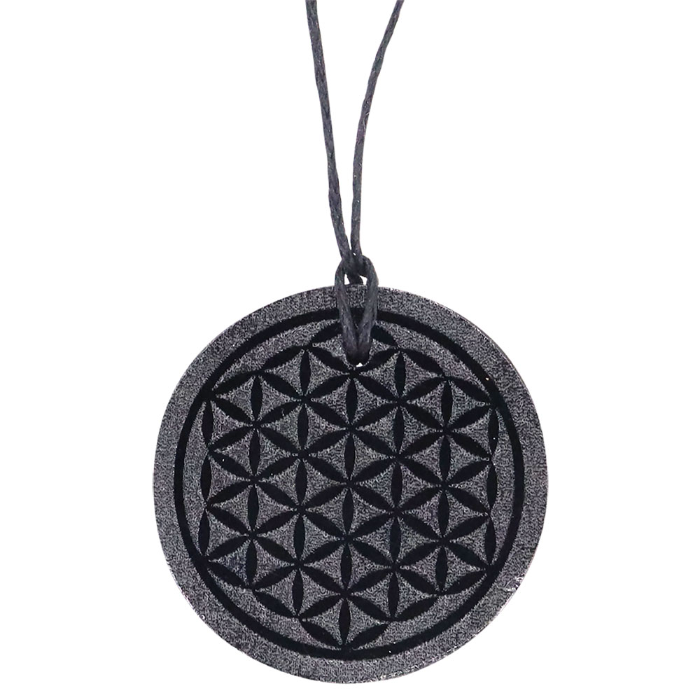 Engraved Flower of Life NECKLACE - Black Obsidian (Each)