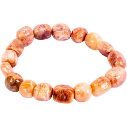 Tumbled Stones Elastic Bracelet  12-15mm - Multi Moonstone (Each)