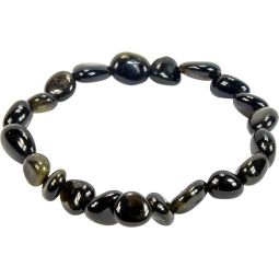 Tumbled Stones Elastic Bracelet  8-10mm - Golden Sheen Obsidian (Each)