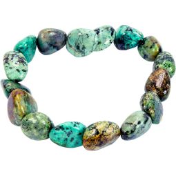 Tumbled Stones Elastic Bracelet  12-15mm - African Turquoise (Each)