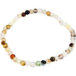 Elastic Bracelet 4mm Round Beads - White Agate (Each)