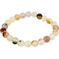 Elastic Bracelet 8-8.5mm Round Beads - White Agate (Each)