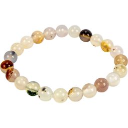 Elastic Bracelet 8-8.5mm Round Beads - White Agate (Each)