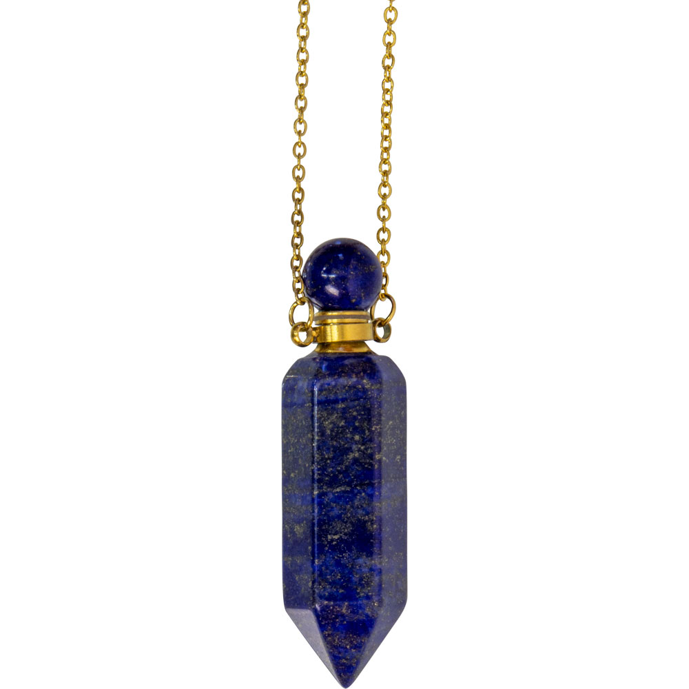 Gemstone Point Pendant PERFUME Bottle Necklace - Lapis (Each)