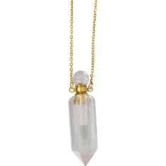 Gemstone Point Pendant Perfume Bottle Necklace - Clear Quartz (Each)