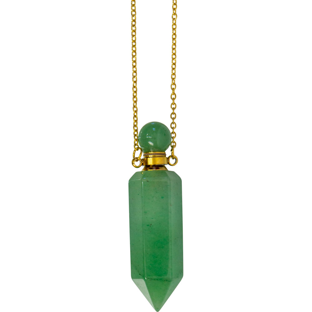 Gemstone Point Pendant PERFUME Bottle Necklace - Green Aventurine (Each)