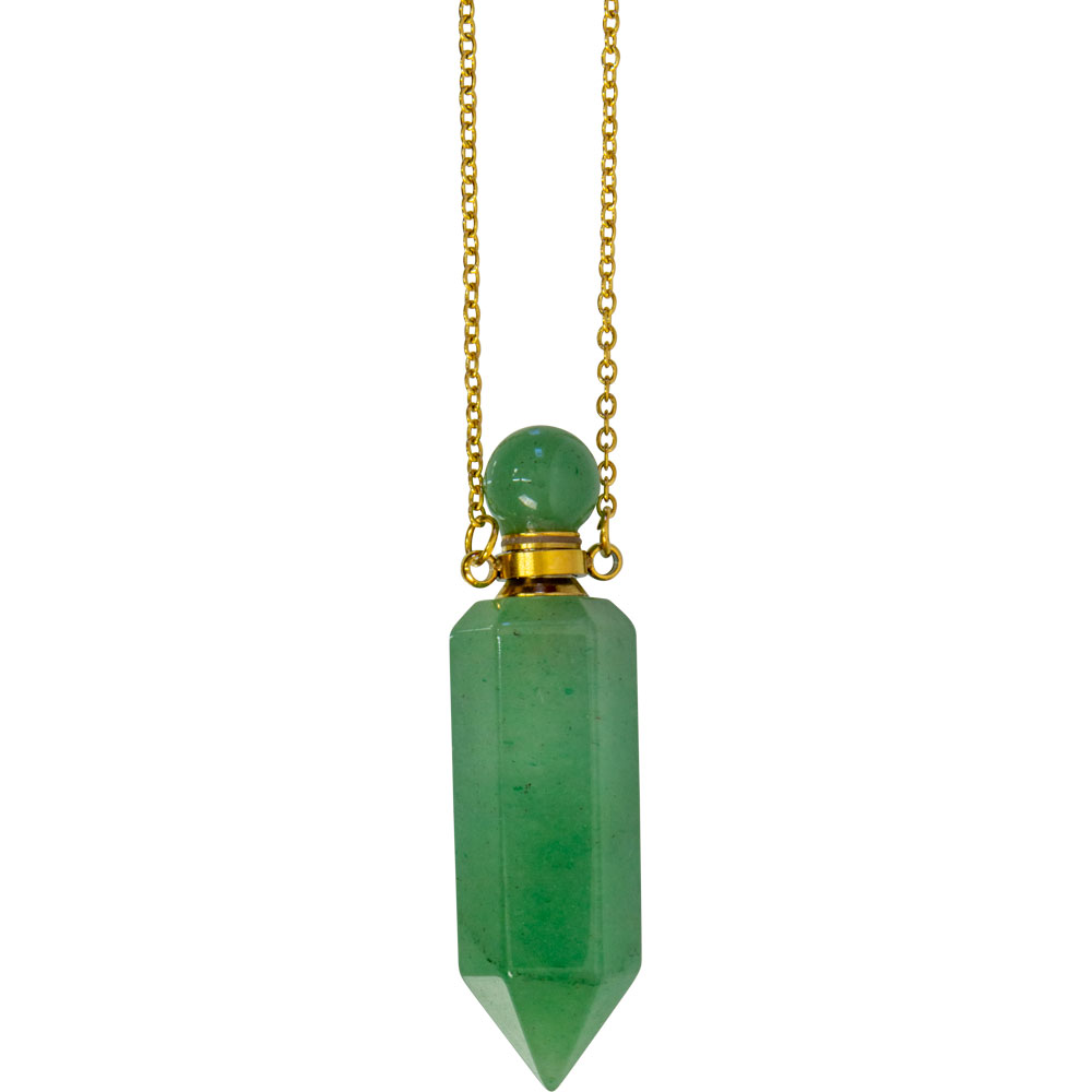 Gemstone Point Pendant Perfume Bottle NECKLACE - Green Aventurine (Each)