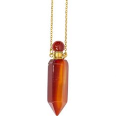 Gemstone Point Pendant Perfume Bottle Necklace - Carnelian (Each)