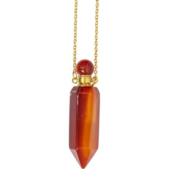 Gemstone Point Pendant Perfume Bottle Necklace - Carnelian (Each)