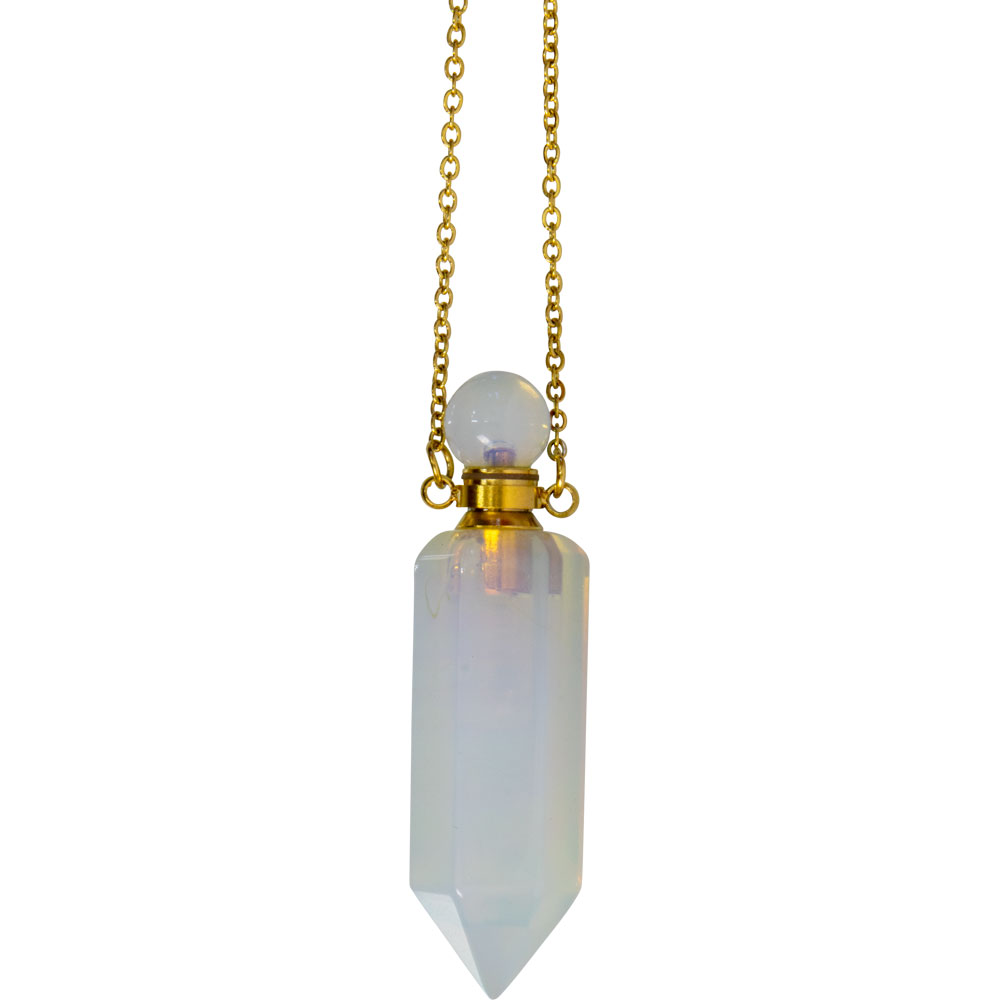 Gemstone Point Pendant PERFUME Bottle Necklace - Opalite (Each)
