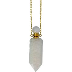 Gemstone Point Pendant Perfume Bottle Necklace - Rainbow Moonstone (Each)