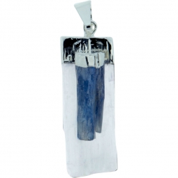 Selenite w/ Kyanite & Brass Cap Pendant (Each)