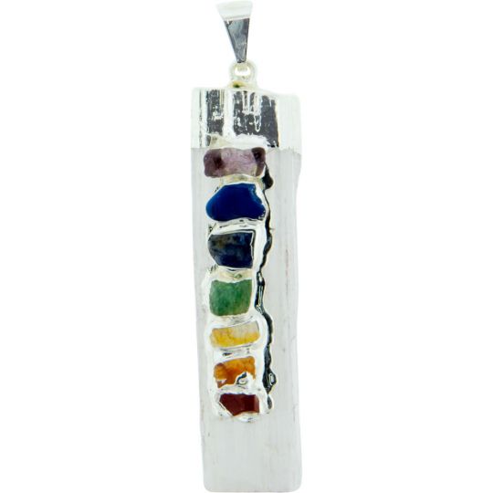 Selenite w/Chakras Pendant (Each)