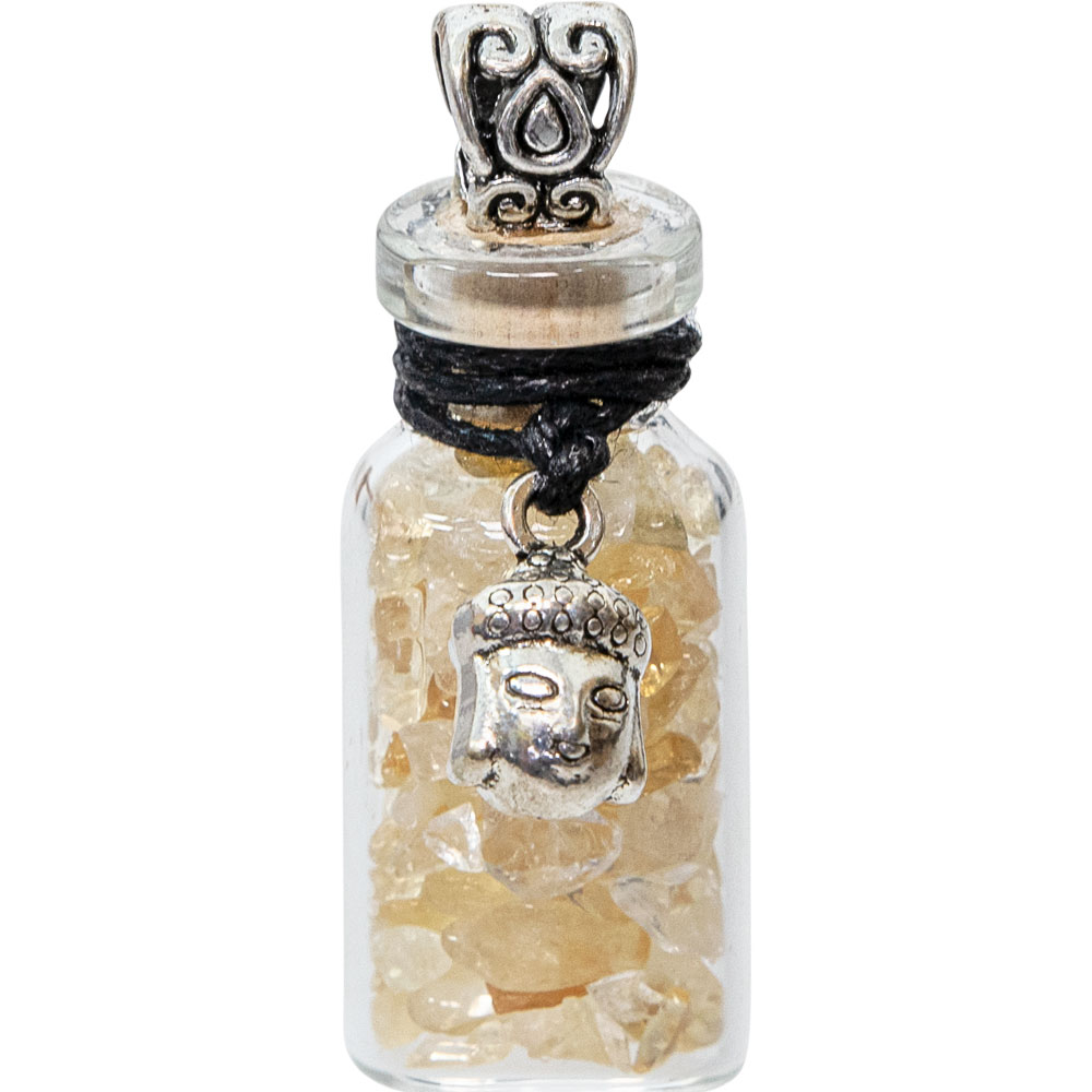 Gemstone Chip Bottle NECKLACE - Citrine w/ Buddha (Each)