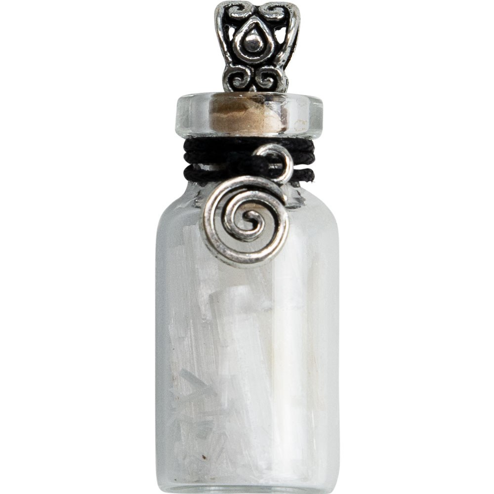 Gemstone Chip Bottle NECKLACE - Selenite w/ Spiral  (Each)