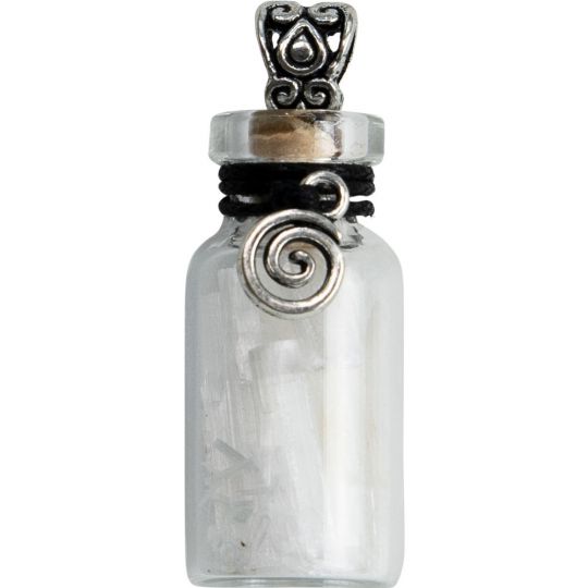 Gemstone Chip Bottle Necklace - Selenite w/ Spiral  (Each)