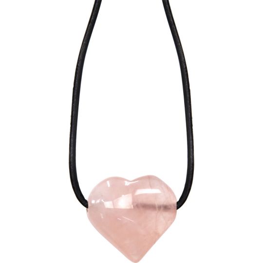 Gemstone Puffed Heart Necklace - Rose Quartz (Each)