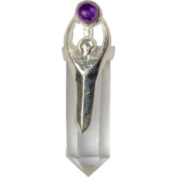 Goddess Pendant w/ Amethyst Gem - Clear Quartz Point (Each)