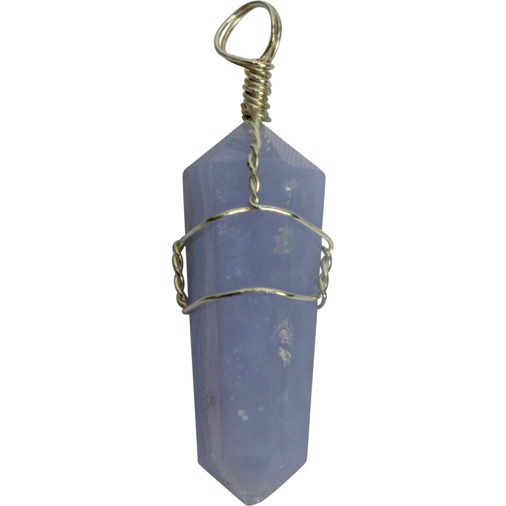 Wire Wrapped Point PENDANTs - Blue Lace Agate (Pack of 5)