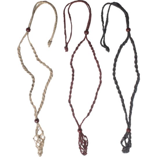 Hemp Hippie Necklace for Tumbled Stones - Empty Asstd (Set of 6)