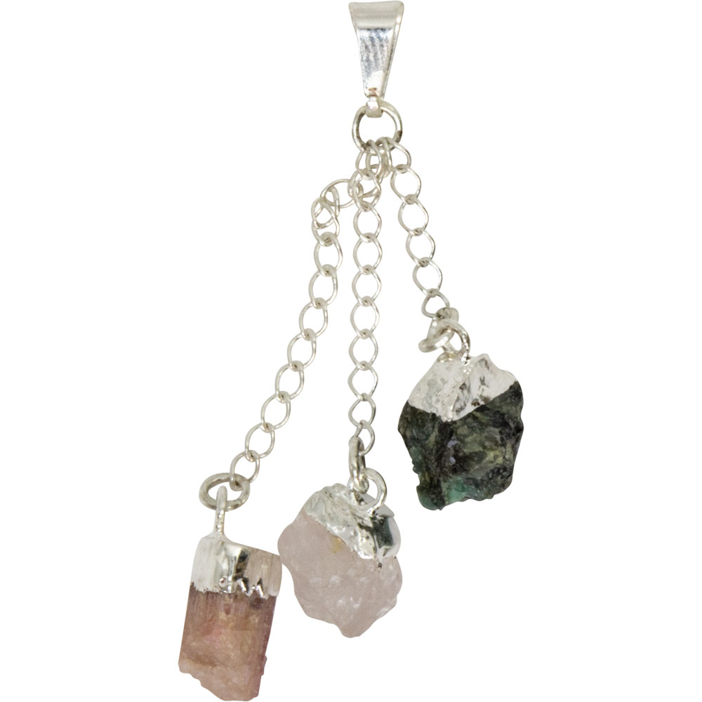 Gemstone Pendant Love Emerald, Pink Tourmaline, Rose Quartz (Each