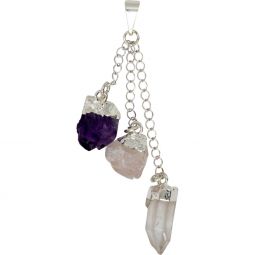 Gemstone Pendant - Healing  - Rose Quartz, Clear Quartz, Amethyst (Each)