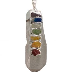 Clear Quartz Point Pendant w/ Chakra Stones (Each)