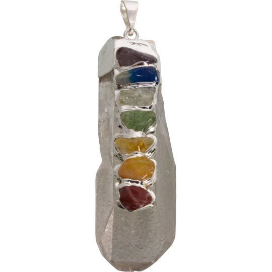 Clear Quartz Point Pendant w/ Chakra Stones (Each)