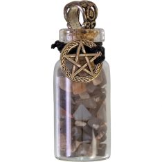 Gemstone Chip Bottle Necklace - Rainbow Moonstone w/ Goddess (Each)