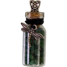 Gemstone Chip Bottle Necklace - Green Aventurine w/ Dagonfly (Each)