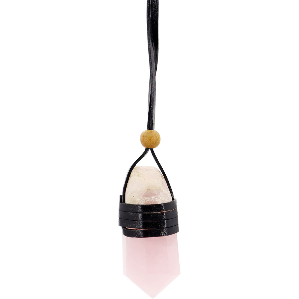 Faceted Point LEATHER Wrapped Necklace - Rose Quartz (Pack of 3)