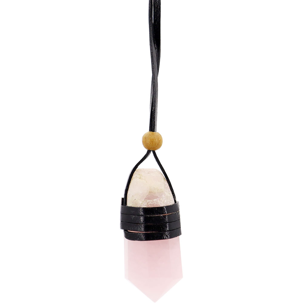 Faceted Point Leather Wrapped NECKLACE - Rose Quartz (Pack of 3)