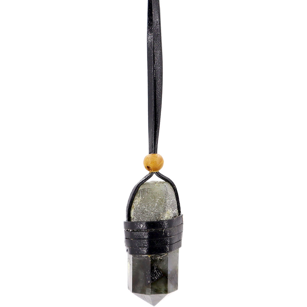 Faceted Point LEATHER Wrapped Necklace - Labradorite (Pack of 3)