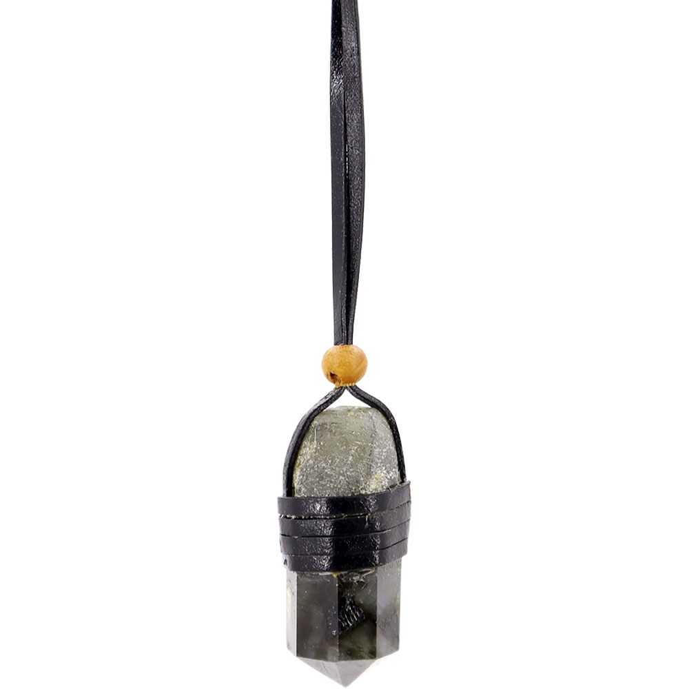 Faceted Point Leather Wrapped NECKLACE - Labradorite (Pack of 3)