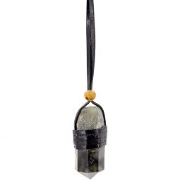 Faceted Point Leather Wrapped Necklace - Labradorite (Each)