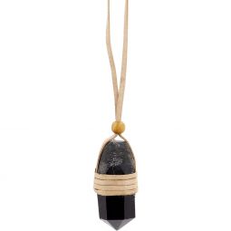 Faceted Point Leather Wrapped Necklace - Black Tourmaline (Each)
