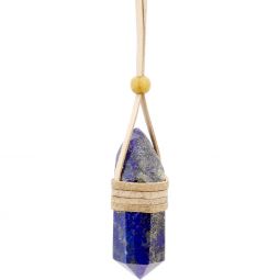 Faceted Point Leather Wrapped Necklace - Lapis (Each)
