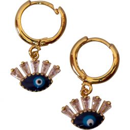 Copper Evil Eye Earrings   Evil Eye Protection Earrings w/ Gem Eyelashes (Each)