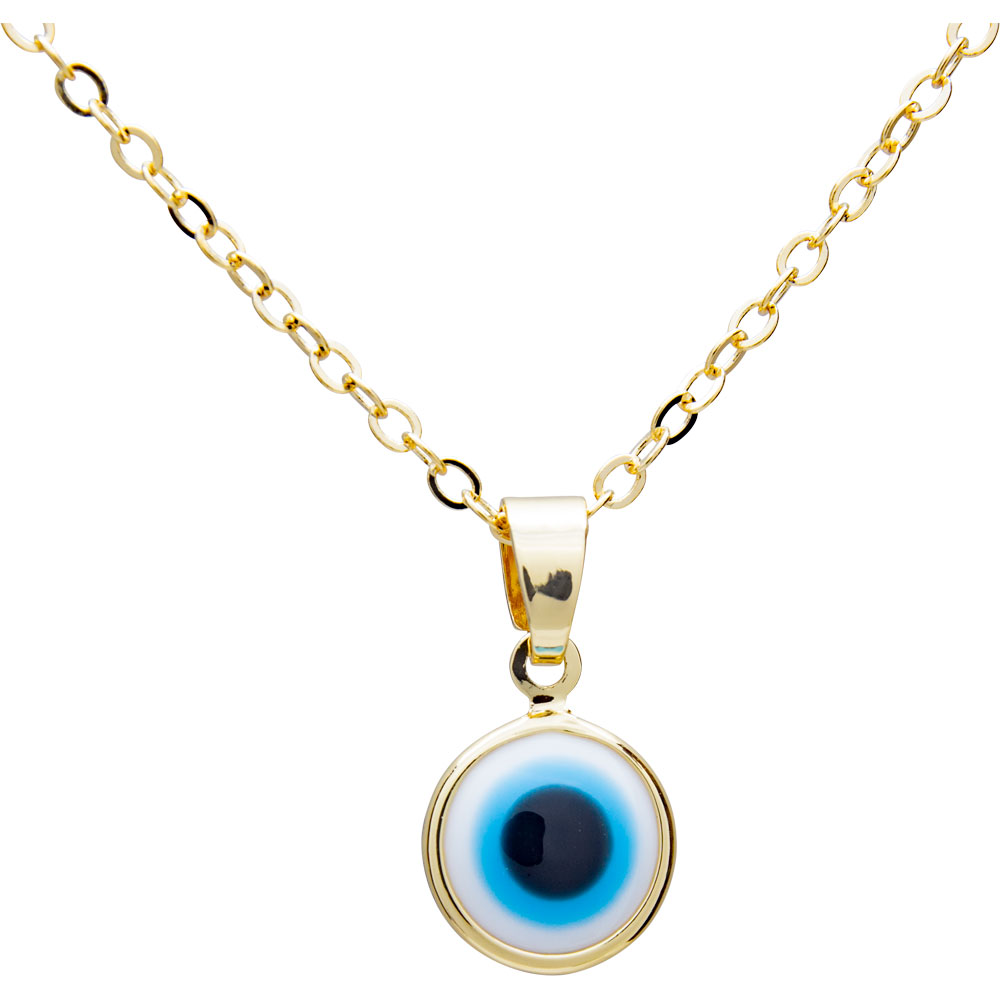 Evil Eye Protection NECKLACE - White Evil Eye Gold (Each)