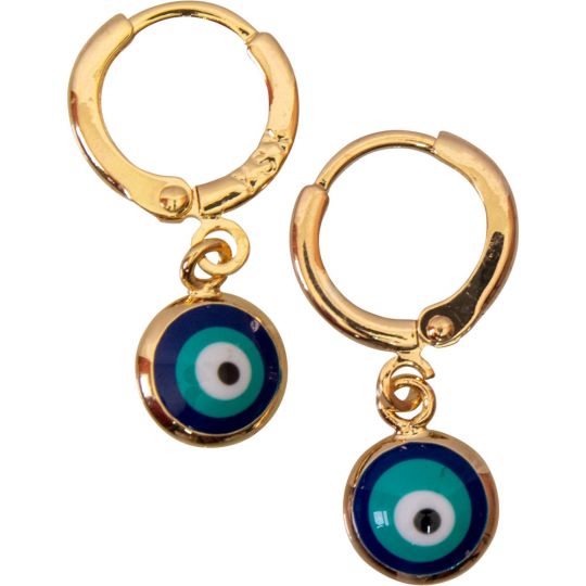 Copper Evil Eye Protection Earrings - Blue (Each)