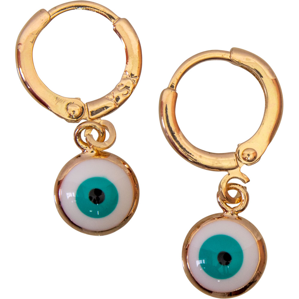 Copper Evil Eye Protection EARRINGS - White (Each)