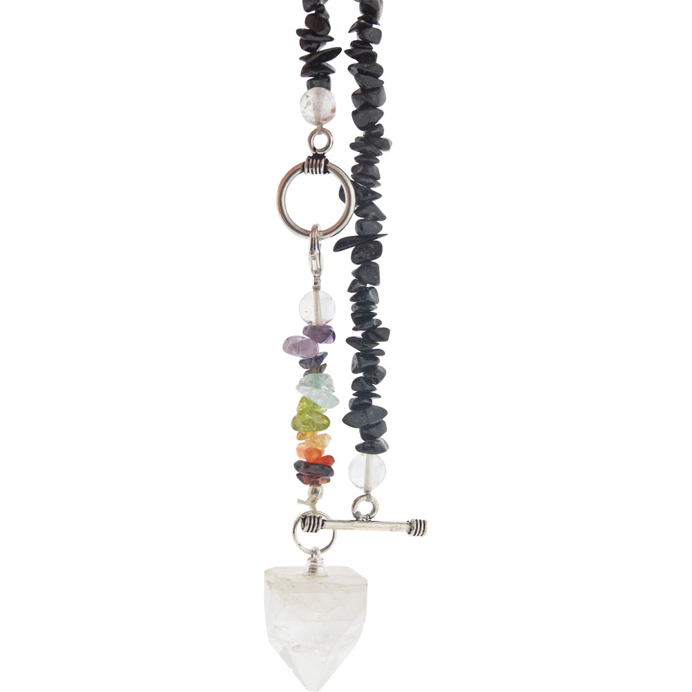 Pendulum NECKLACE Black Tourmaline Chips w/ Apophyllite Rough Point (Each)