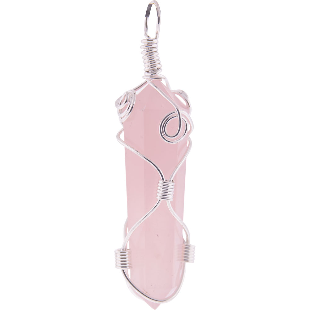 Large Wire Wrapped Point Pendant - Rose Quartz Asst'd DESIGNS (Each)